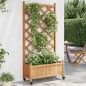 vidaXL Jardinera con enrejado y ruedas madera maciza de abeto marrón vidaXL Jardinera con enrejado y ruedas madera maciza de abeto marrón