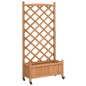 vidaXL Jardinera con enrejado y ruedas madera maciza de abeto marrón vidaXL Jardinera con enrejado y ruedas madera maciza de abeto marrón