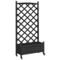 vidaXL Jardinera con enrejado y ruedas madera maciza de abeto negro vidaXL Jardinera con enrejado y ruedas madera maciza de abeto negro
