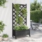 vidaXL Jardinera con enrejado y ruedas madera maciza de abeto negro vidaXL Jardinera con enrejado y ruedas madera maciza de abeto negro
