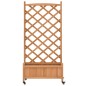 vidaXL Jardinera con enrejado y ruedas madera maciza de abeto marrón vidaXL Jardinera con enrejado y ruedas madera maciza de abeto marrón
