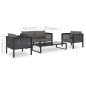 vidaXL Muebles jde ardín 5 pzas y cojines ratán sintético antracita vidaXL Muebles jde ardín 5 pzas y cojines ratán sintético antracita