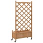 vidaXL Jardinera con enrejado y ruedas madera maciza de abeto marrón vidaXL Jardinera con enrejado y ruedas madera maciza de abeto marrón