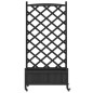 vidaXL Jardinera con enrejado y ruedas madera maciza de abeto negro vidaXL Jardinera con enrejado y ruedas madera maciza de abeto negro
