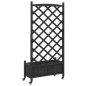 vidaXL Jardinera con enrejado y ruedas madera maciza de abeto negro vidaXL Jardinera con enrejado y ruedas madera maciza de abeto negro