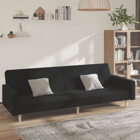 vidaXL Sofá cama de 2 plazas tela negro