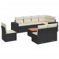 vidaXL Set de sofás de jardín 8 piezas y cojines ratán sintético negro vidaXL Set de sofás de jardín 8 piezas y cojines ratán sintético negro
