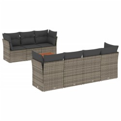 vidaXL Set de sofás de jardín 8 pzas y cojines ratán sintético gris