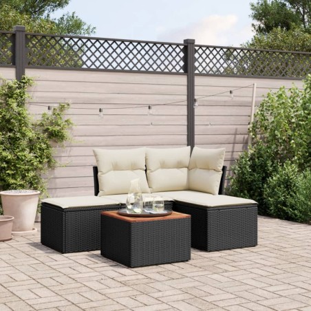 vidaXL Set de muebles de jardín 5 pzas y cojines ratán sintético negro
