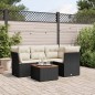 vidaXL Set de muebles de jardín 5 pzas y cojines ratán sintético negro