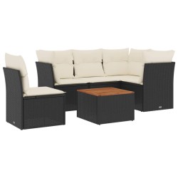 vidaXL Set de sofás de jardín 6 piezas y cojines ratán sintético negro