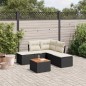 vidaXL Set de sofás de jardín 6 piezas y cojines ratán sintético negro vidaXL Set de sofás de jardín 6 piezas y cojines ratán sintético negro