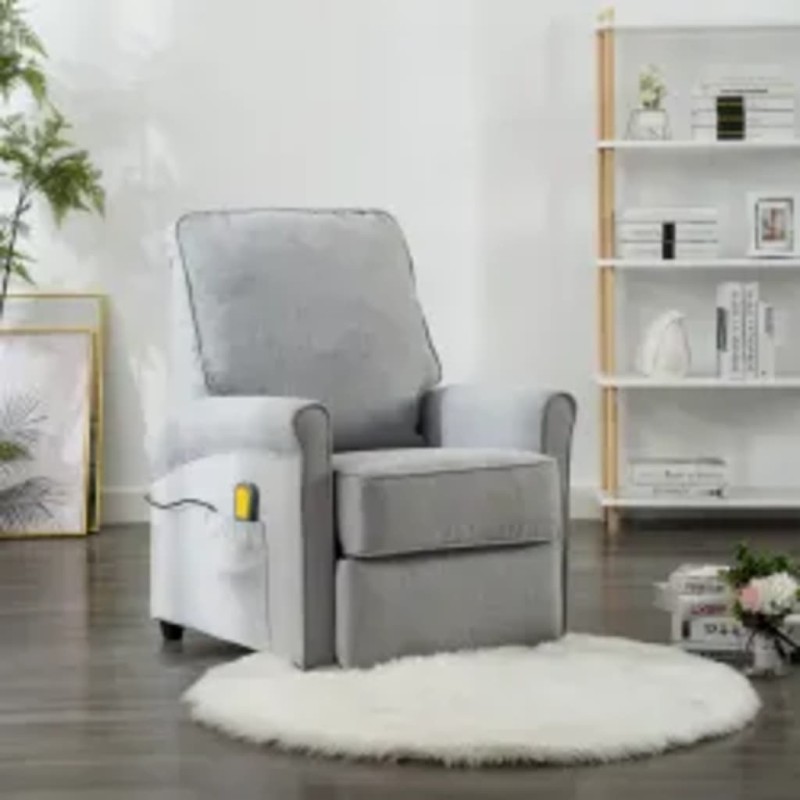 vidaXL Sillón de masaje tela gris claro vidaXL Sillón de masaje tela gris claro