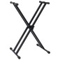 vidaXL Set de soporte para teclado con doble refuerzo y taburete negro vidaXL Set de soporte para teclado con doble refuerzo y taburete negro