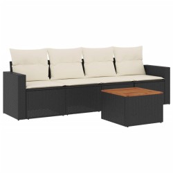 vidaXL Set de muebles de jardín 5 pzas y cojines ratán sintético negro