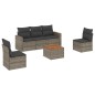 vidaXL Set de muebles de jardín 6 pzas y cojines ratán sintético gris vidaXL Set de muebles de jardín 6 pzas y cojines ratán sintético gris