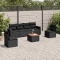 vidaXL Set de comedor de jardín 7 pzas y cojines ratán sintético negro