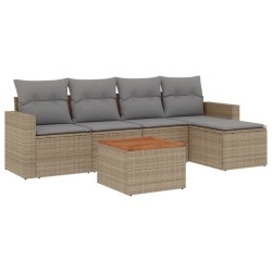 vidaXL Juego de sofás jardín con cojines 6 pzas ratán sintético beige