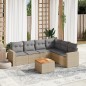 vidaXL Set sofás de jardín 7 piezas y cojines ratán sintético beige vidaXL Set sofás de jardín 7 piezas y cojines ratán sintético beige