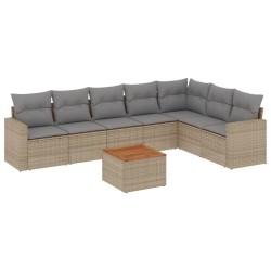 vidaXL Juego de sofás de jardín con cojines beige 8 pzas ratán PE