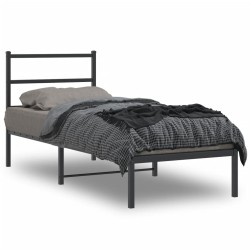 vidaXL Estructura de cama con cabecero metal negro 75x190 cm