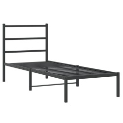 vidaXL Estructura de cama con cabecero metal negro 75x190 cm