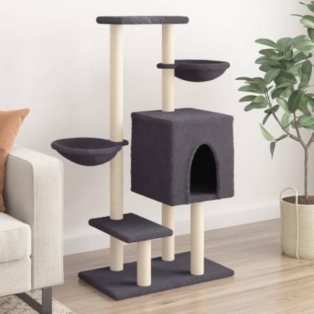 vidaXL Rascador para gatos con postes de sisal gris oscuro 117 cm