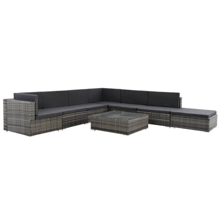 vidaXL Set de muebles de jardín 8 pzas y cojines ratán sintético gris