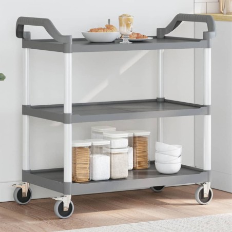 vidaXL Carrito de 3 niveles aluminio gris 99x50x96 cm