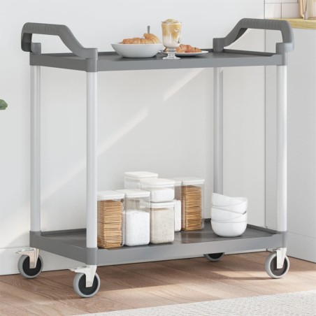 vidaXL Carrito de 2 niveles aluminio gris 99x50x97 cm