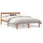 vidaXL Estructura de cama madera maciza pino marrón cera 135x190 cm