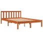vidaXL Estructura de cama madera maciza pino marrón cera 135x190 cm