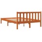 vidaXL Estructura de cama madera maciza pino marrón cera 135x190 cm
