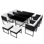 vidaXL Set comedor de jardín 11 piezas y cojines ratán sintético negro