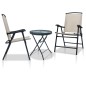 vidaXL Mesa y sillas de bistró 3 piezas acero color crema vidaXL Mesa y sillas de bistró 3 piezas acero color crema