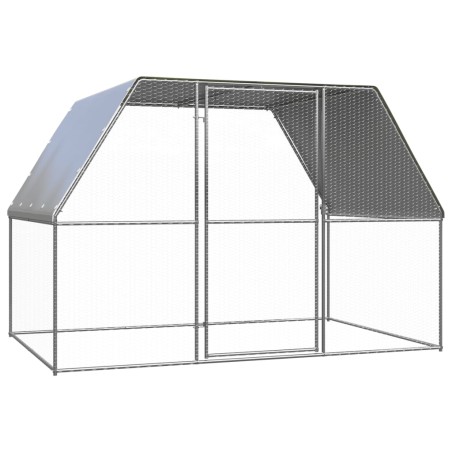 vidaXL Gallinero de acero galvanizado plateado y gris 3x2x2 m