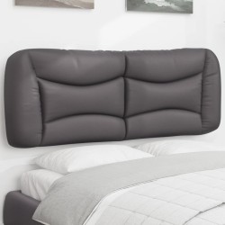 vidaXL Cabecero de cama acolchado cuero sintético gris 140 cm
