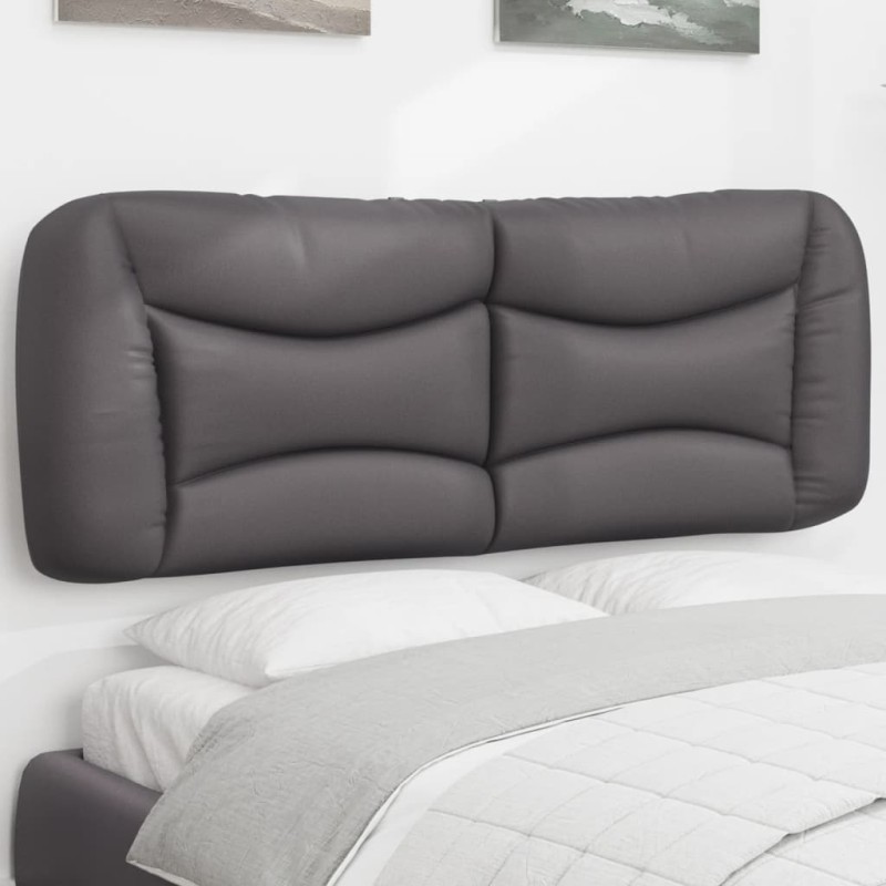 vidaXL Cabecero de cama acolchado cuero sintético gris 140 cm vidaXL Cabecero de cama acolchado cuero sintético gris 140 cm