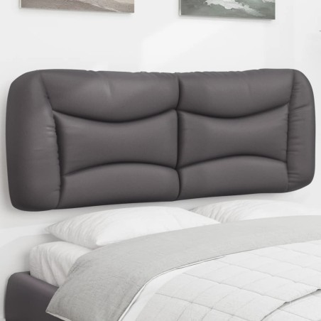 vidaXL Cabecero de cama acolchado cuero sintético gris 140 cm