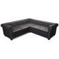 vidaXL Sofá Chesterfield de esquina 5 plazas de cuero artificial negro vidaXL Sofá Chesterfield de esquina 5 plazas de cuero artificial negro