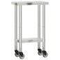 vidaXL Mesa de trabajo de cocina con ruedas acero inox 55x30x85 cm vidaXL Mesa de trabajo de cocina con ruedas acero inox 55x30x85 cm