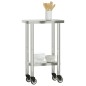 vidaXL Mesa de trabajo de cocina con ruedas acero inox 55x30x85 cm vidaXL Mesa de trabajo de cocina con ruedas acero inox 55x30x85 cm