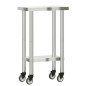 vidaXL Mesa de trabajo de cocina con ruedas acero inox 55x30x85 cm vidaXL Mesa de trabajo de cocina con ruedas acero inox 55x30x85 cm