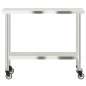 vidaXL Mesa de trabajo de cocina con ruedas acero inox 110x55x85 cm vidaXL Mesa de trabajo de cocina con ruedas acero inox 110x55x85 cm