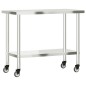 vidaXL Mesa de trabajo de cocina con ruedas acero inox 110x55x85 cm vidaXL Mesa de trabajo de cocina con ruedas acero inox 110x55x85 cm