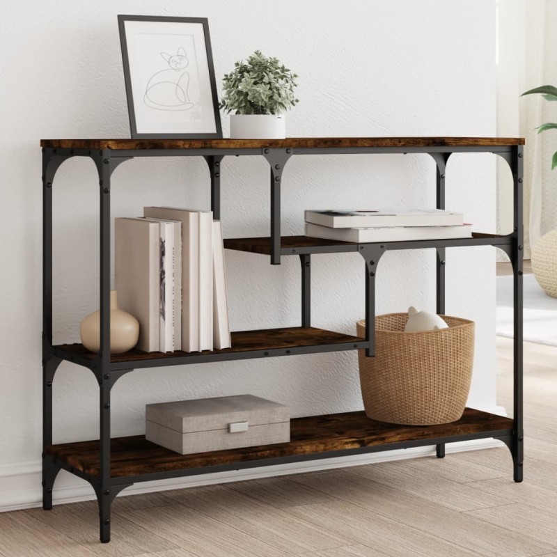 vidaXL Mesa consola madera de ingeniería roble ahumado 100x30x75 cm