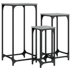 vidaXL Mesas auxiliares apilables 3 pzas madera ingeniería gris Sonoma
