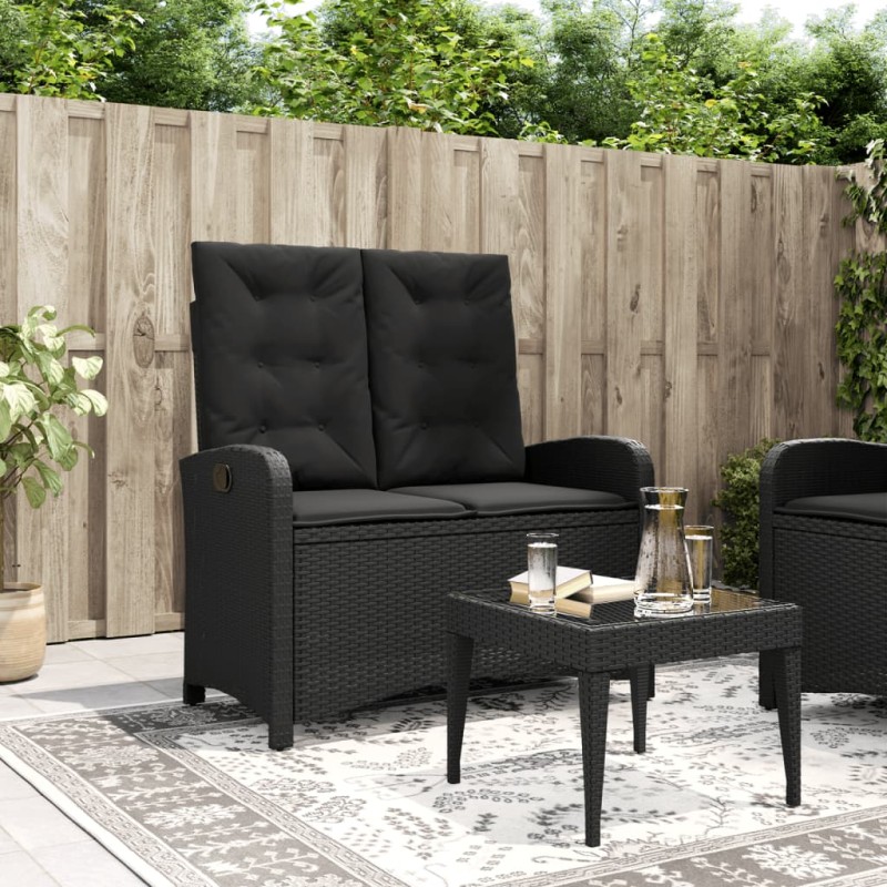 vidaXL Sillón reclinable de jardín con cojines ratán sintético negro vidaXL Sillón reclinable de jardín con cojines ratán sintético negro