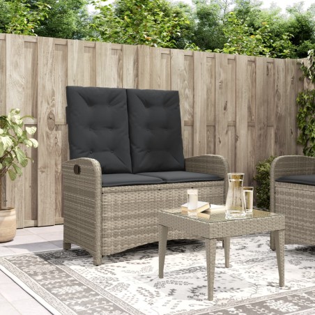 vidaXL Sillón reclinable de jardín con cojines ratán sintético gris