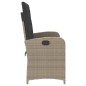 vidaXL Sillón reclinable de jardín con cojines ratán sintético gris vidaXL Sillón reclinable de jardín con cojines ratán sintético gris